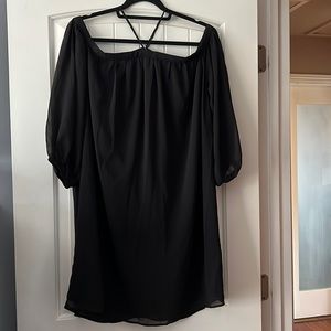 Ann Taylor Petite Off The Shoulder Halter Dress Black Size 10P.
